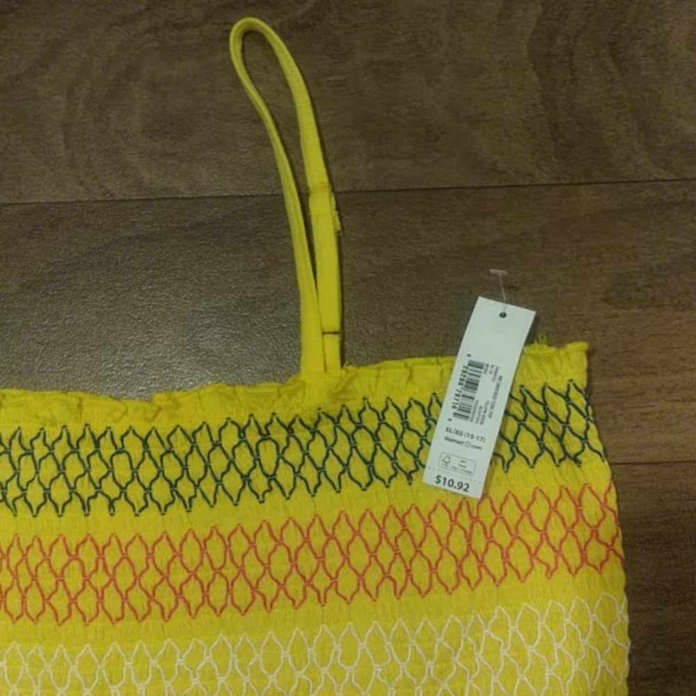 🔥 Sale 🔥No Boundaries Yellow Smocked Tube Top XL - Picture 4 of 4